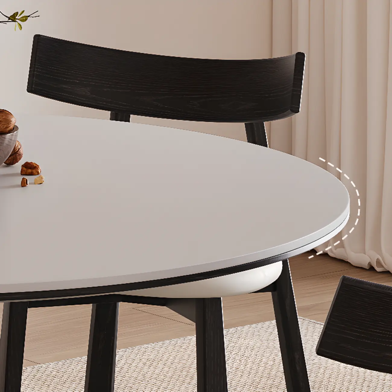 Modern Simple Black Wood Round Dining Table