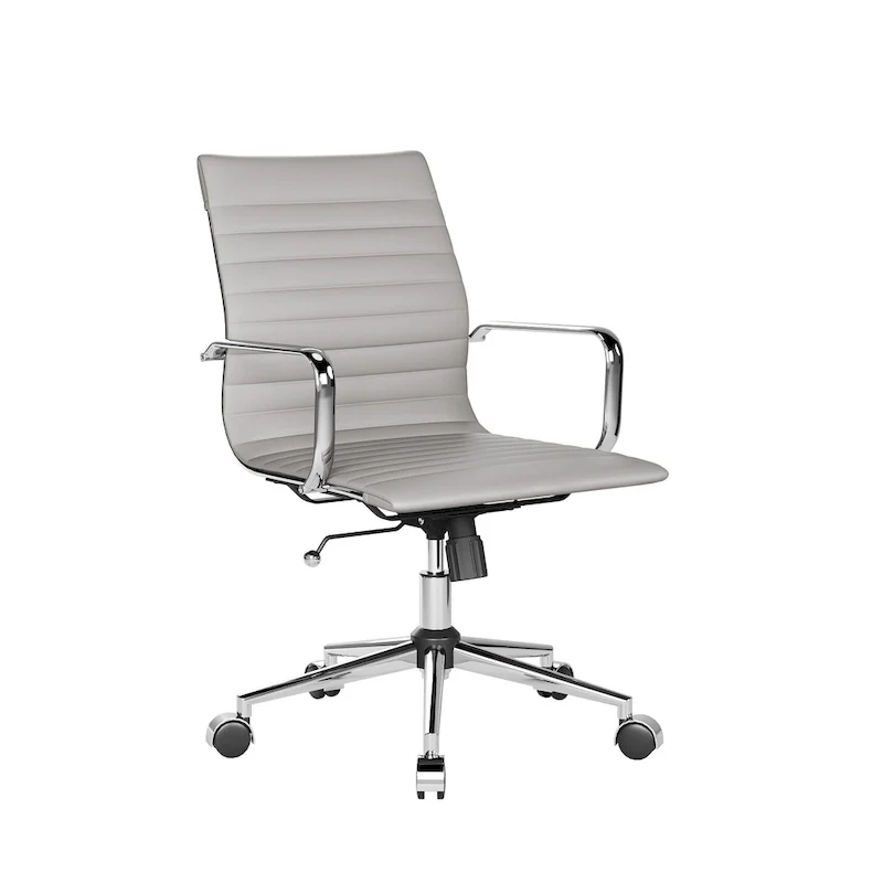 Black Ribbed Swivel Office Chair with Tilt Function