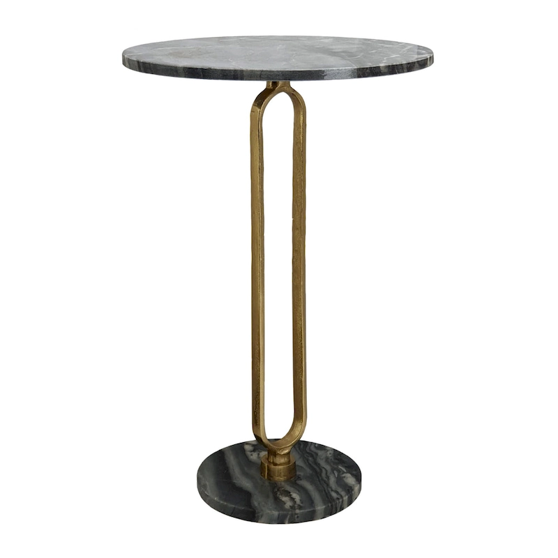 A&B Home Alexus Oval Steam Marble Table - Black/Gold