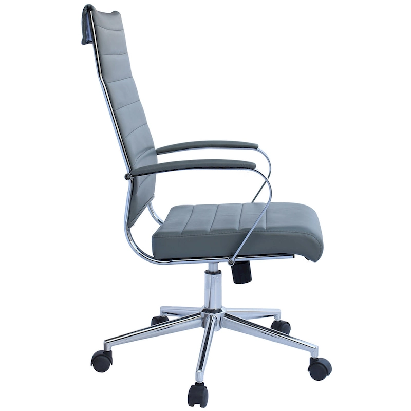 Modern Ergonomic Office Chair: Mid Back, PU Leather, Arms, Tilt, Adjustable Height, Wheels, Swivel