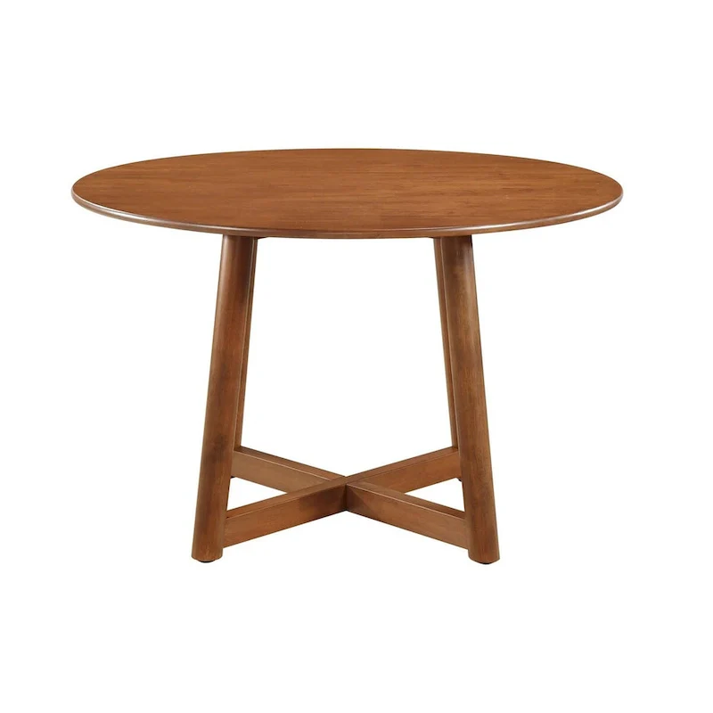 Round Walnut Wood Dining Table