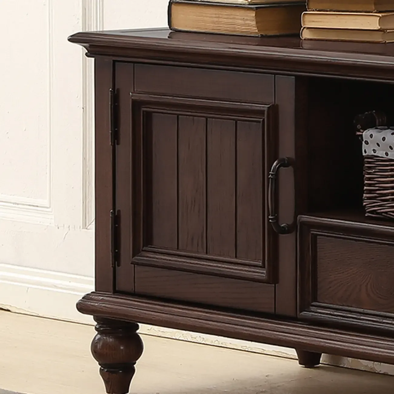Sepia Shaker Mid-Century Modern TV Stand with Drawers