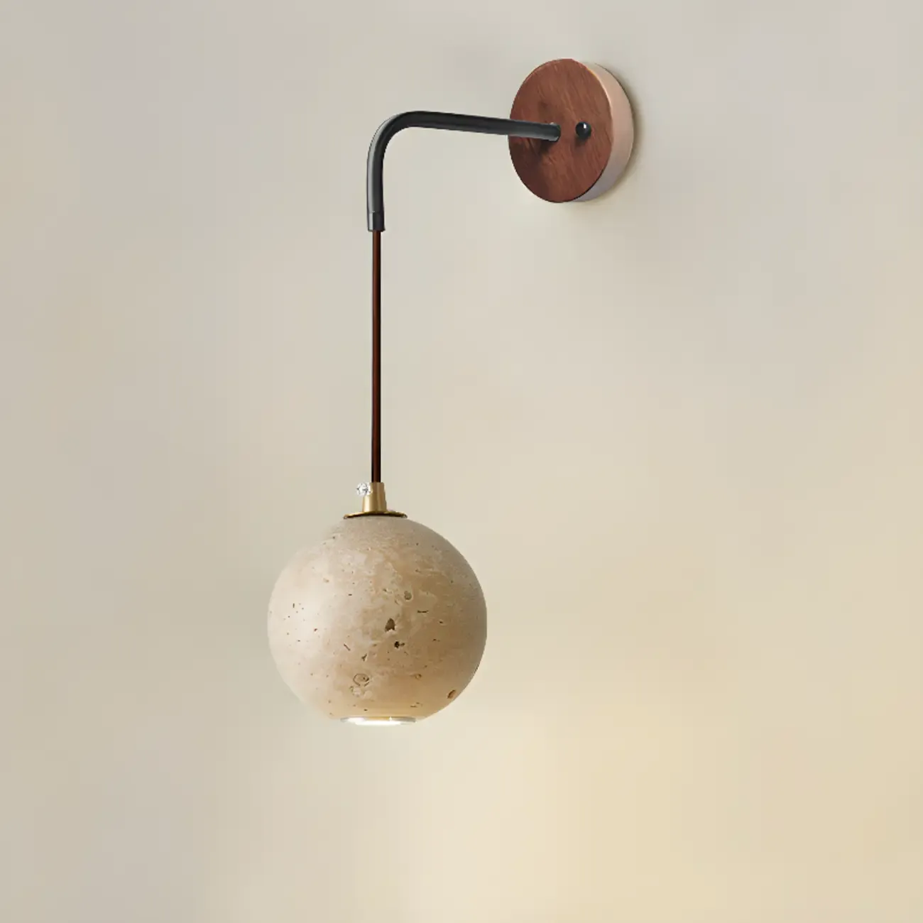 Rustic Brown Wall Sconce with Beige Sintered Stone Shade