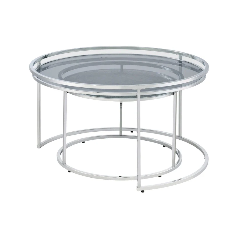 Glam Chrome Glass Top Nesting Tables
