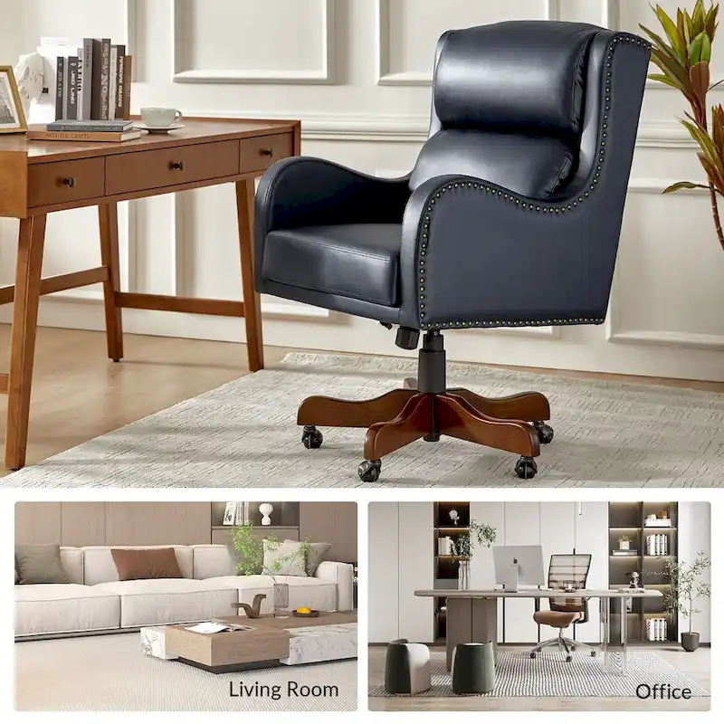 Pete Faux Leather Adjustable Height Swivel Executive Chair with Tilt Mechanism by HULALA HOME