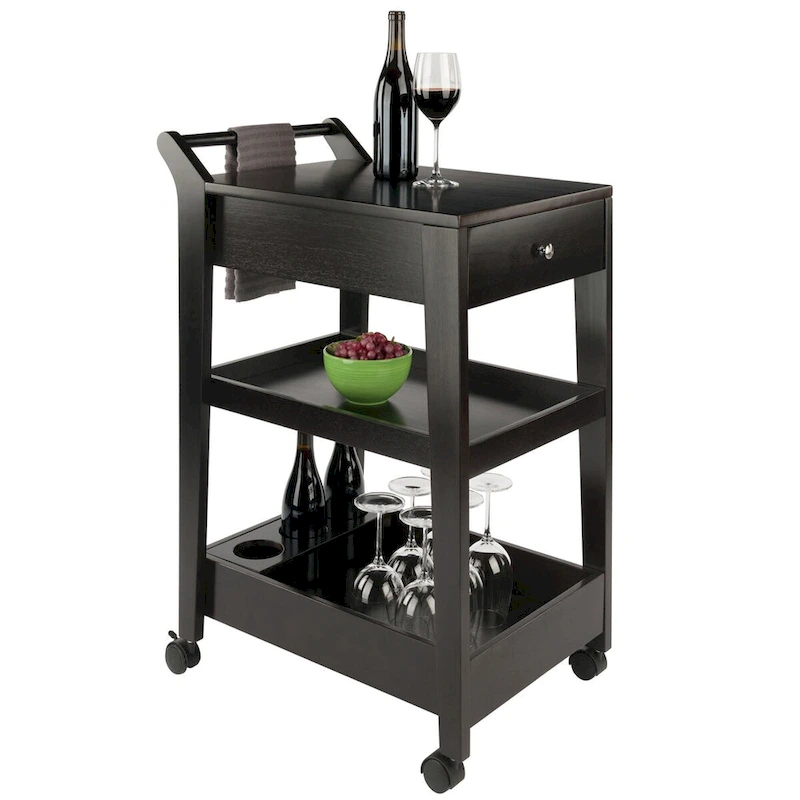 Jeston Entertainment Cart, Espresso - 18.03 x 26.77 x 37.24 inches