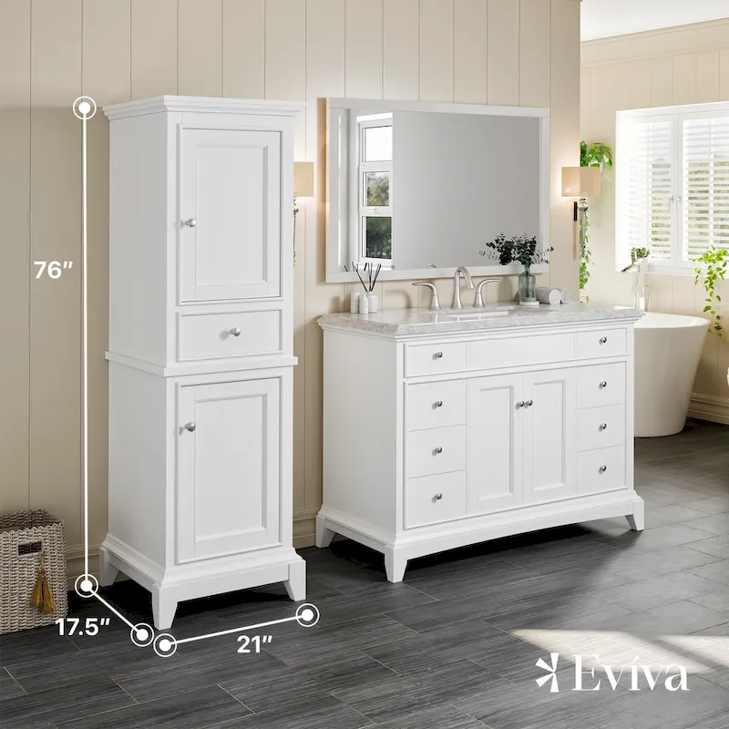 Eviva Elite Stamford 24 White Freestanding Linen Cabinet