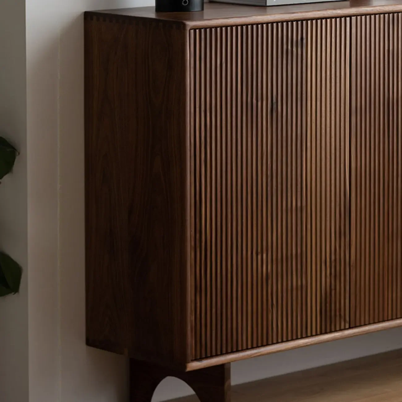 Scandinavian Dark Walnut Solid Wood Shoe Cabinet