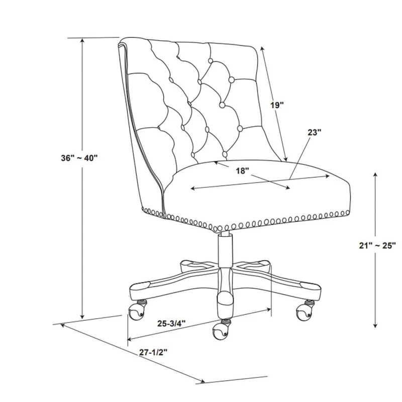 Solid Adjustable Plush Tufted Office Chair - 41.5  - Beige and Gray