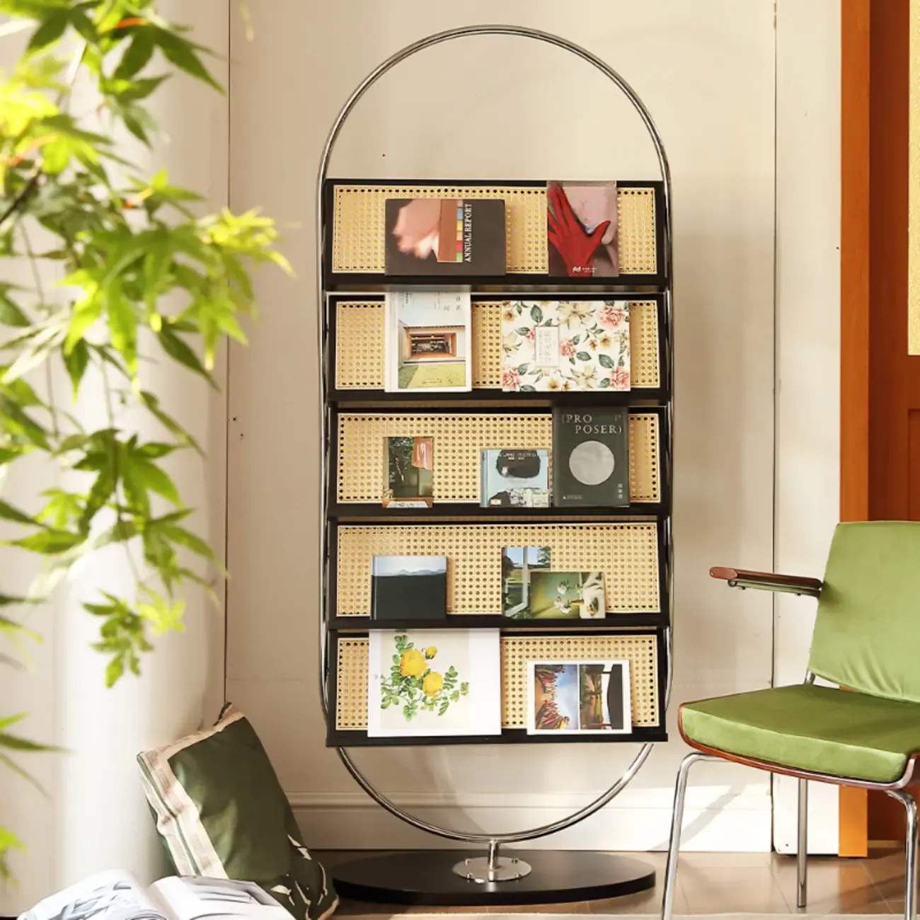 5-tier Modern Alloy Display Vertical Closed Back Bookcase