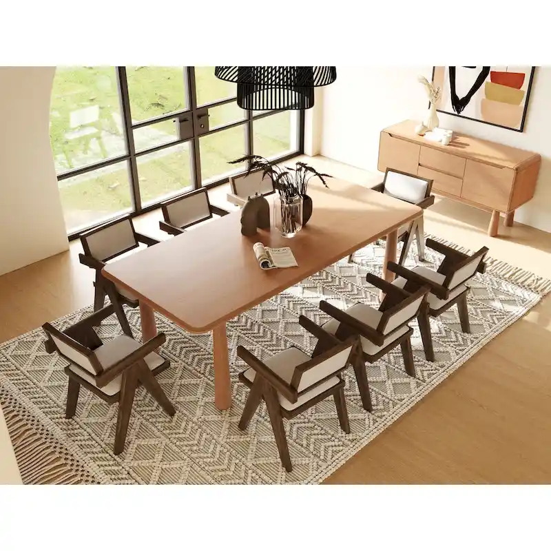 Modrest Rhea Modern 87  Natural Acacia Rectangular Dining Table - Beige