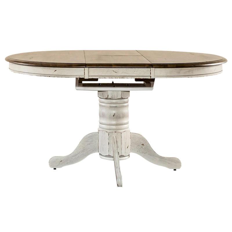 Carolina Crossing Antique Honey White Pedestal Table Set