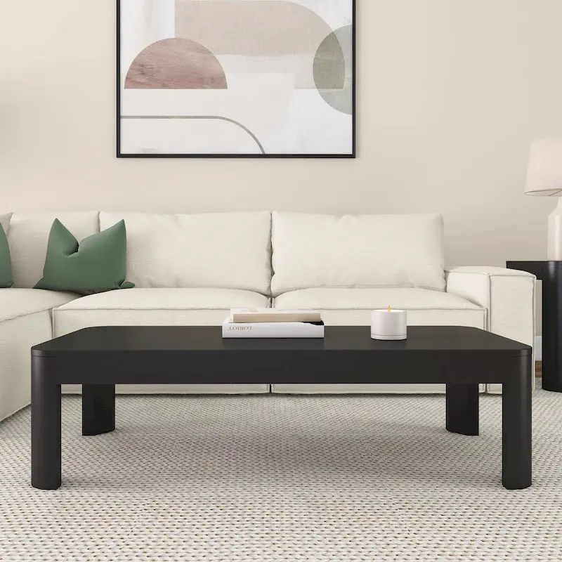 Plank and Beam Contour Curved Rectangular Coffee Table - 54