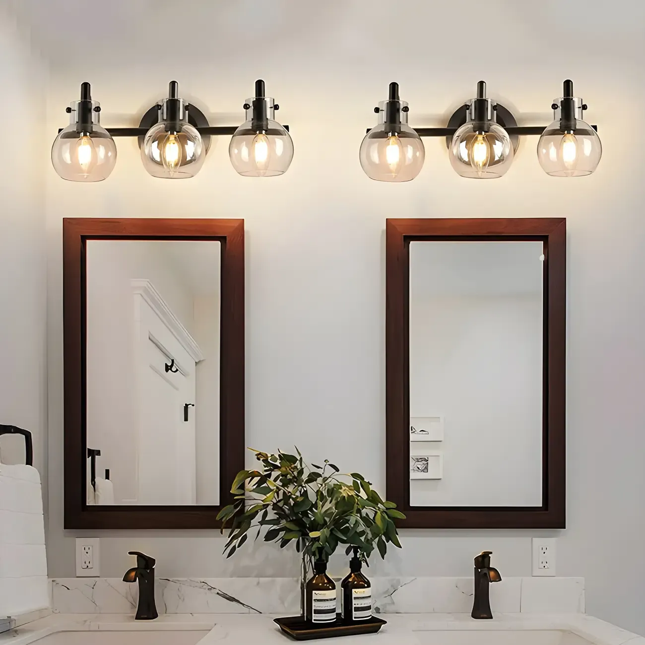 Modern Black Globe Glass Vanity Light for Bathroom