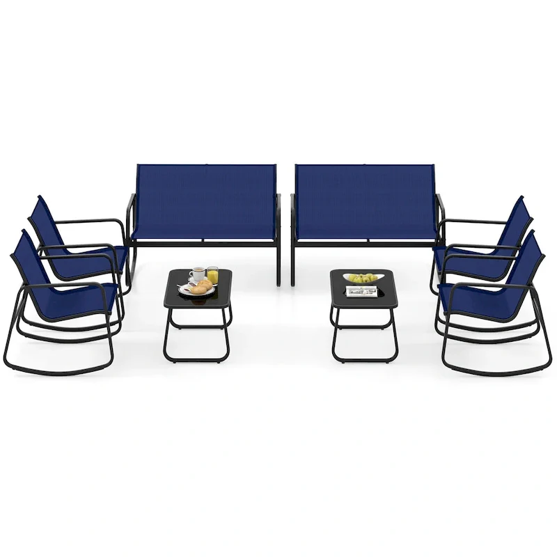 Costway 4/8 PCS Patio Rocking Set 4 Rocking Chairs & Loveseat with