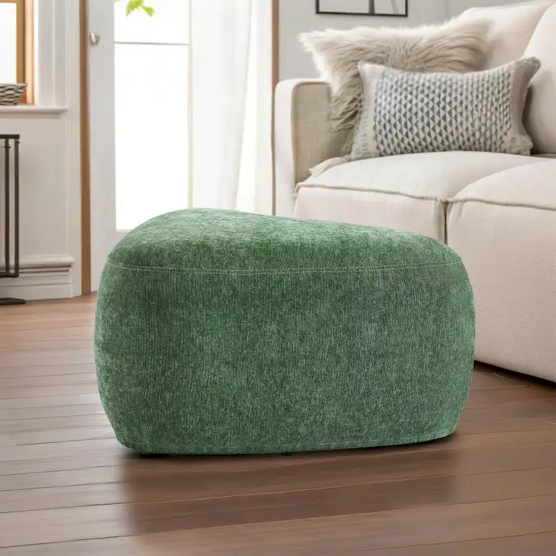 Triangular Chenille Fabric Pouf Ottoman