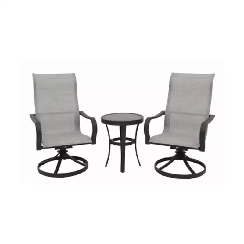 Four Seasons Courtyard Palermo 3 Piece Aluminum Bistro Furniture Set with Swivel Rockers and Drop In Tile Table for Outdoor Backyard Lawns and Patios