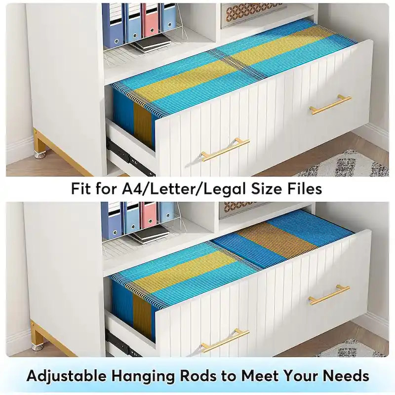 File Cabinet with Drawer – Letter/Legal/A4 Size, Adjustable Hanging Rod