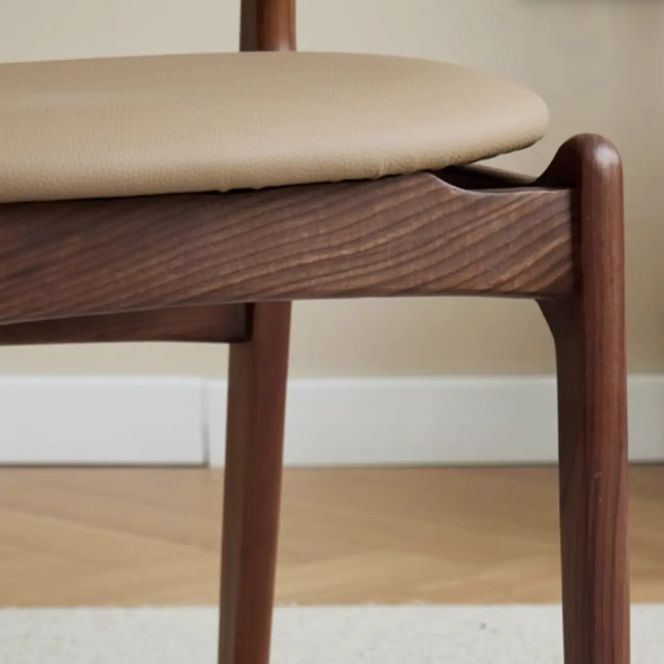 Rustic Open Back Wooden Faux Leather Dining Chair Set of 2