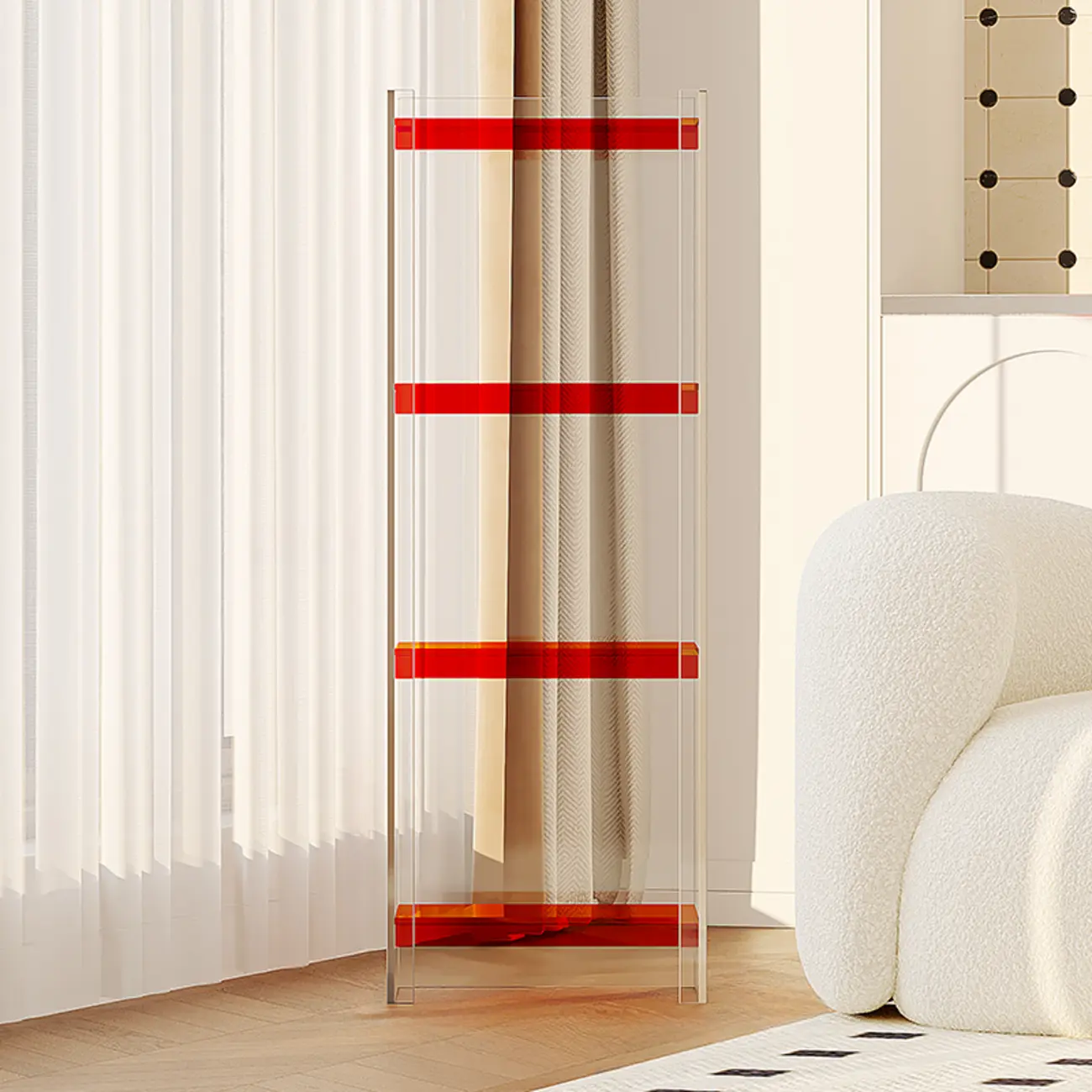 Minimalism Clear Acrylic 4-Tier Vertical Narrow Bookcase