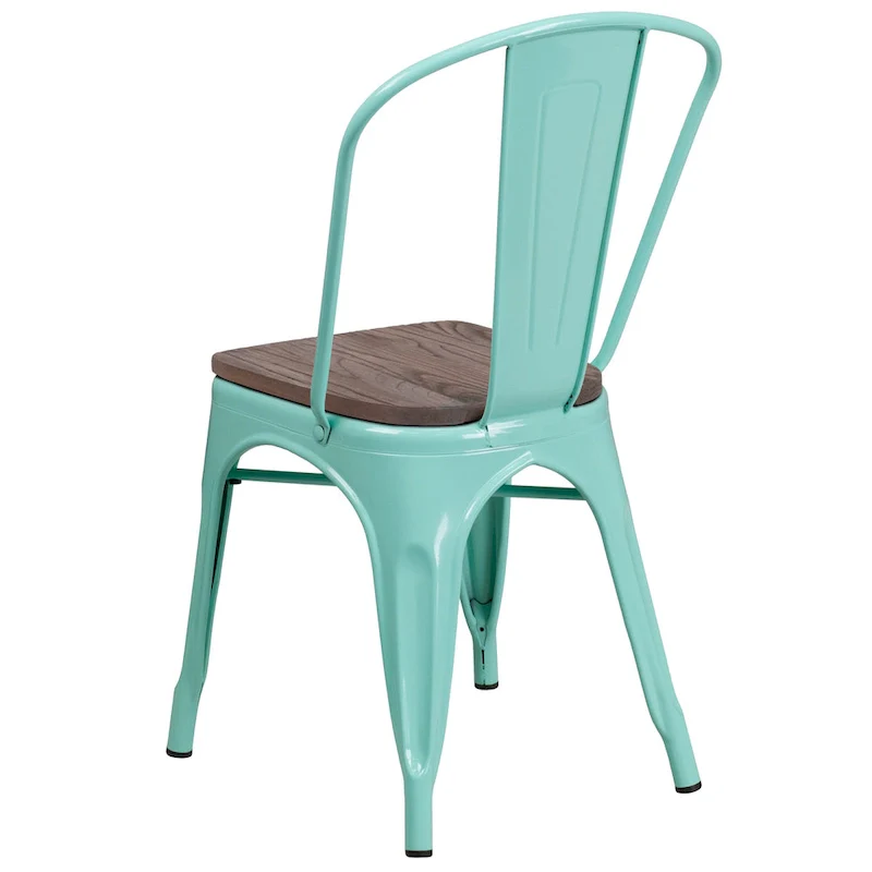Metal Stackable Chair with Wood Seat - 17.75W x 20D x 33.5H - 17.75W x 20D x 33.5H