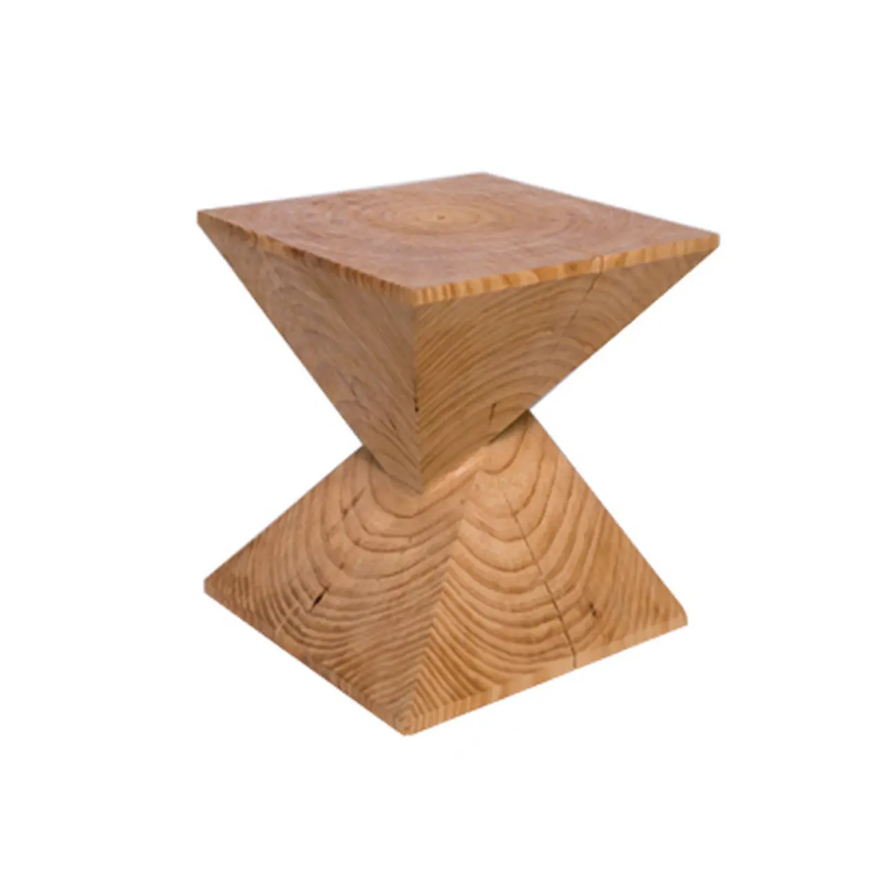 Block Square Natural Wood End Table for Living Room