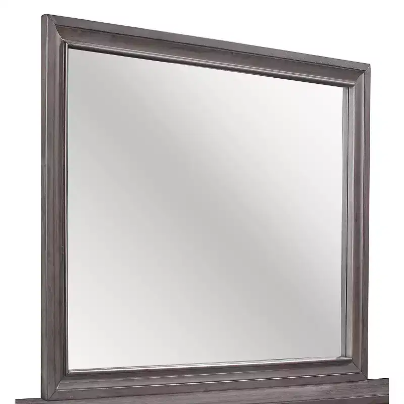 HomeStock Modern Seville Mirror in Grey Finish  Sleek Wooden Trim Mirror for Bedroom or Dressing Space