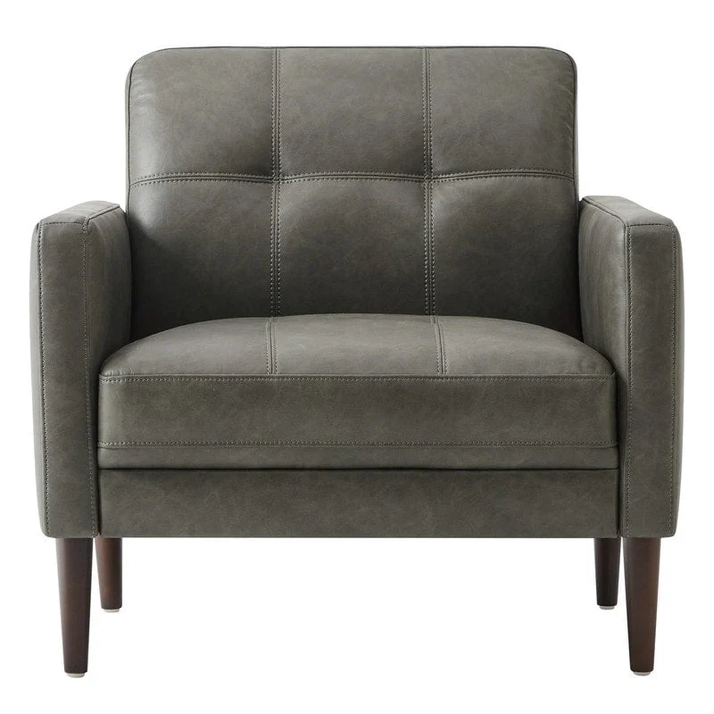 Gray Mid-Century Tufted Sofa Set - 1-Seater & 3-Seater
