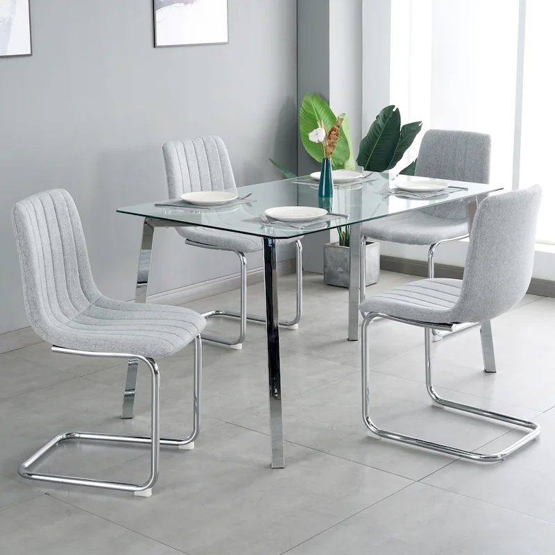 Set of 4 Modern Dining Chair with Metal Legs