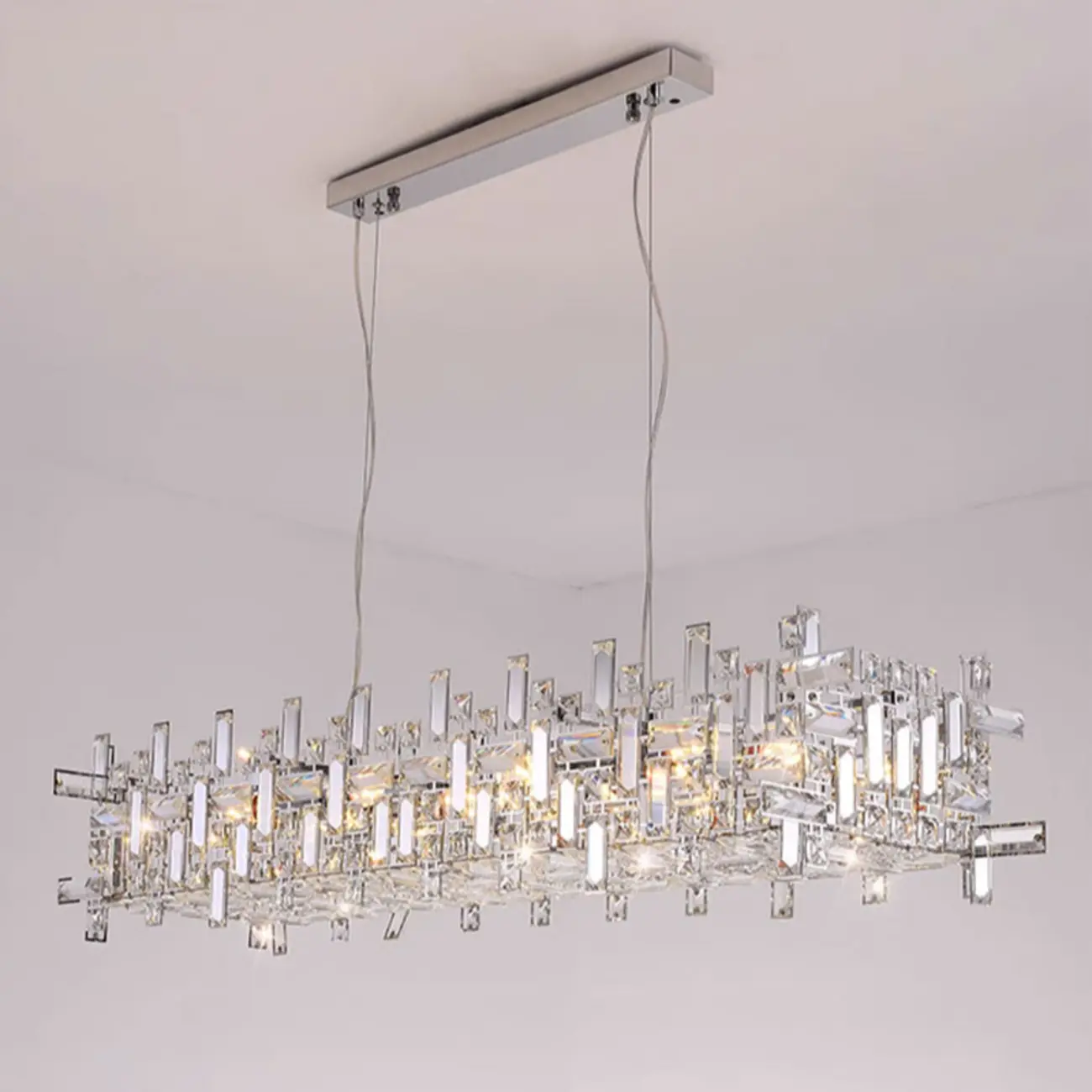 Modern Crystal Kitchen Island Pendant Light 3-Gear Dimming LED