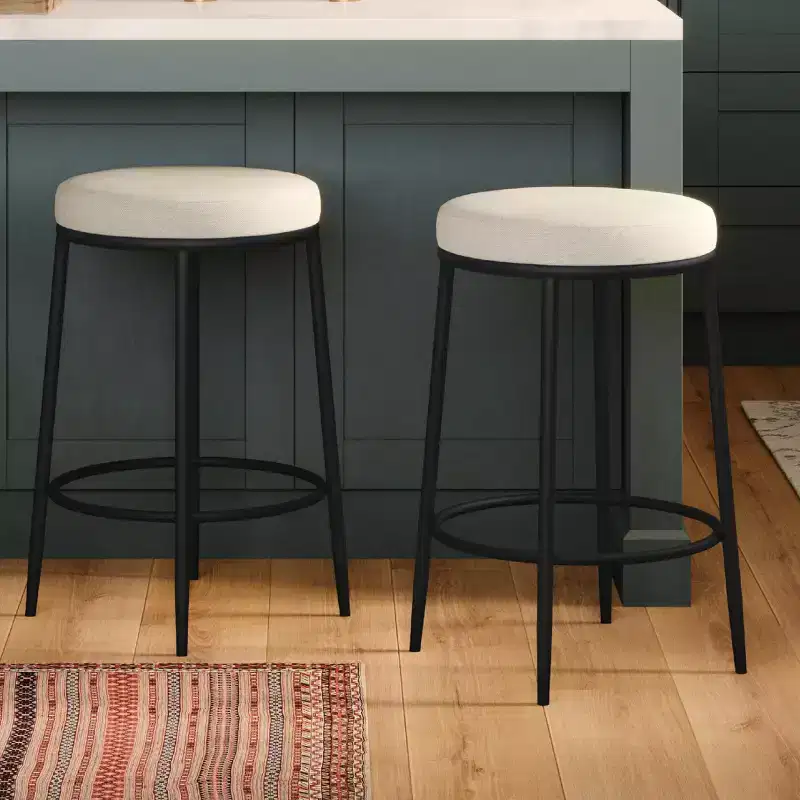 Maven Lane Stella Backless Metal Counter Stool with Fabric Upholstered Seat 26