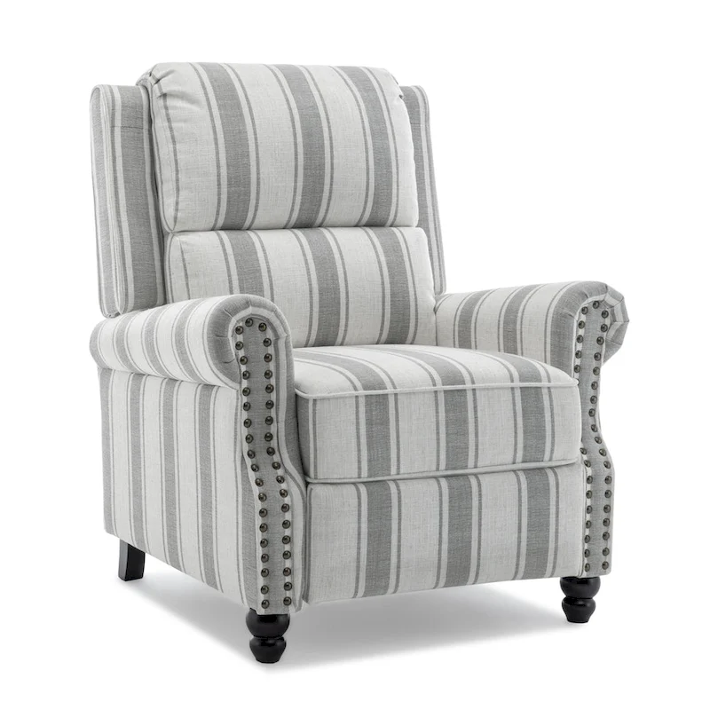 Nail-head Padded Seat Pushback Recliner Chair