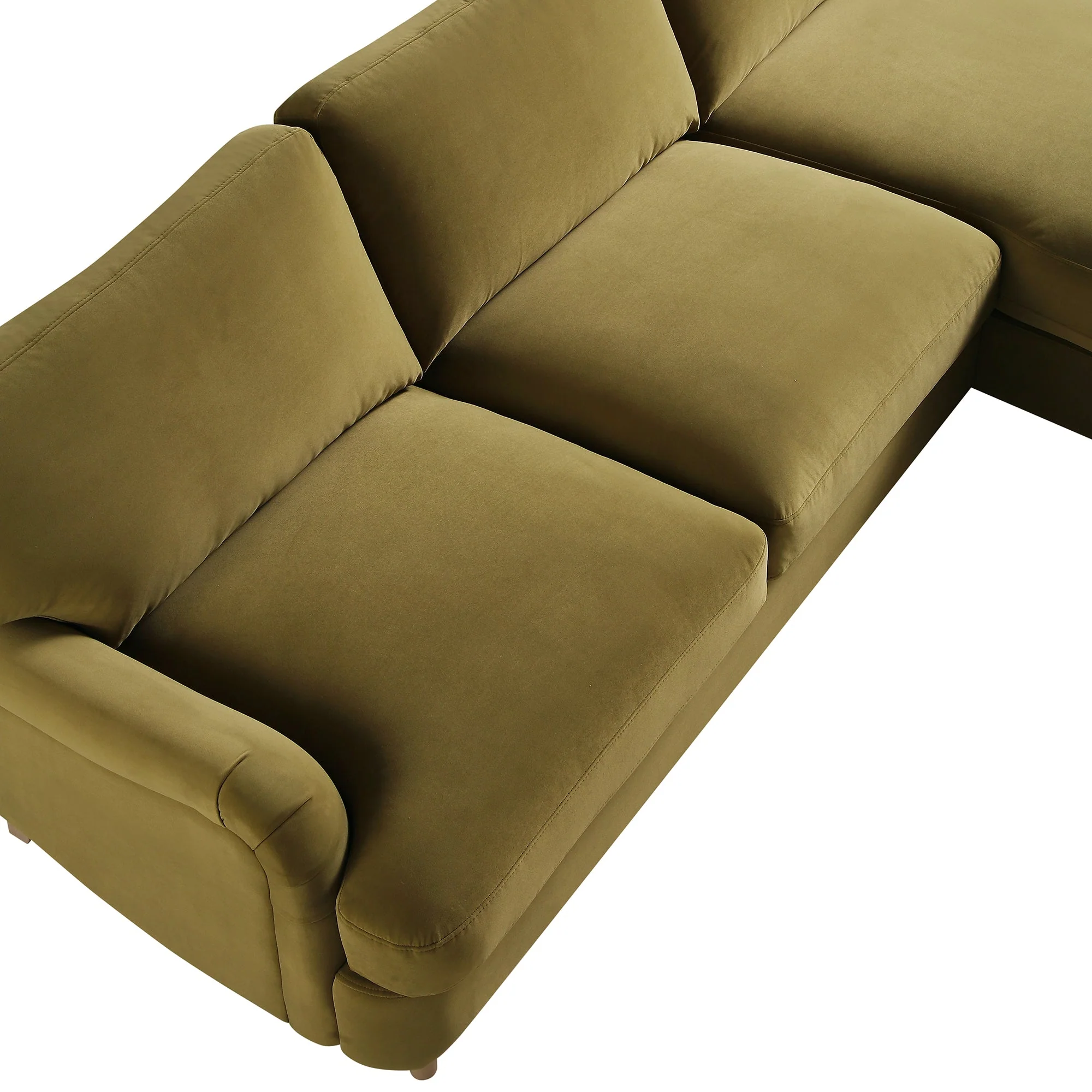 Fudge Velvet Sofa, Grande Chaise Sofa Right Hand Facing