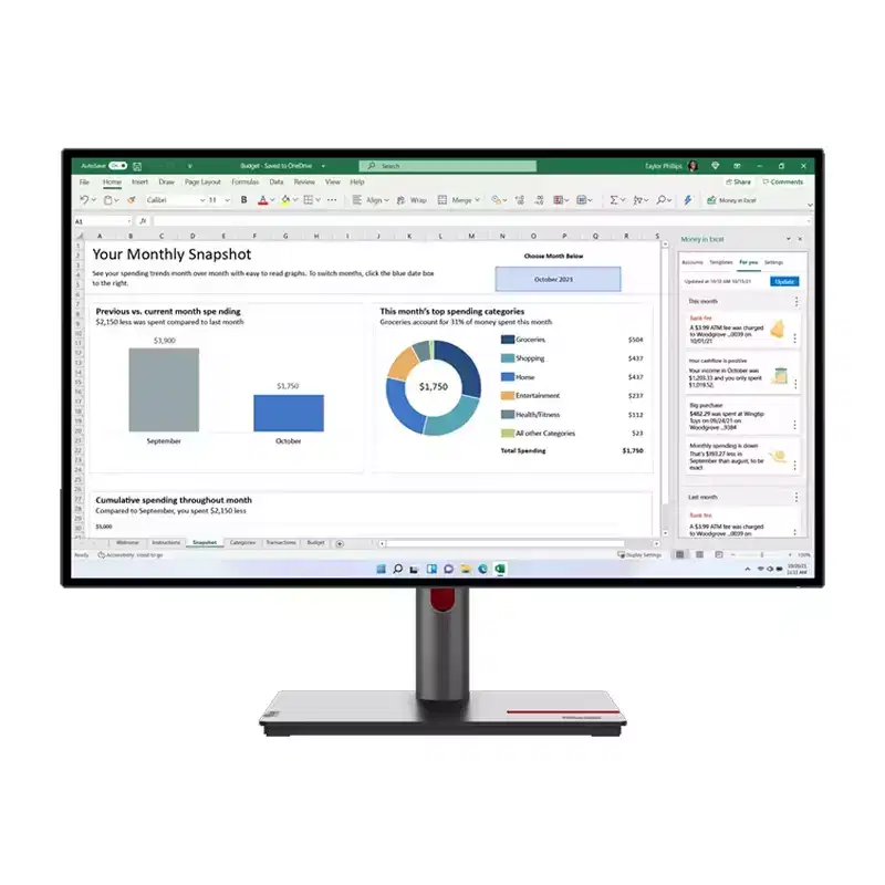 Refurbished: Lenovo ThinkVision P27q-30 27 Monitor 2560 x 1440 60 Hz 6 ms 350 nits - Manufacturer Refurbished