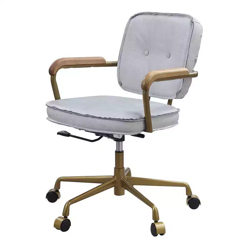 25" Siecross Grain Leather Reclining Accent Chair Vintage White - Acme Furniture: Swivel, Casters/Wheels