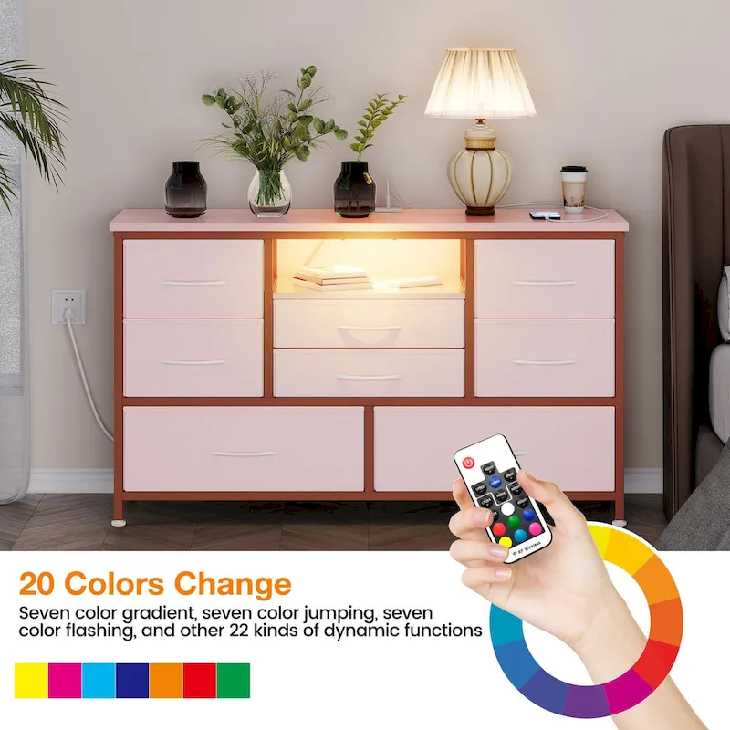 8 Dresser TV Stand with Power Outlet & LED Light