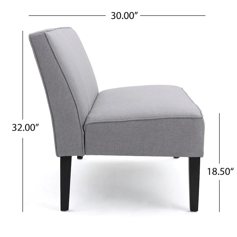 Grey/Royal Blue/Dark Teal Armless Fabric Loveseat, 2-Person
