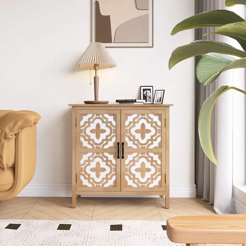 Hand-Carved 2-Doors Cabinet