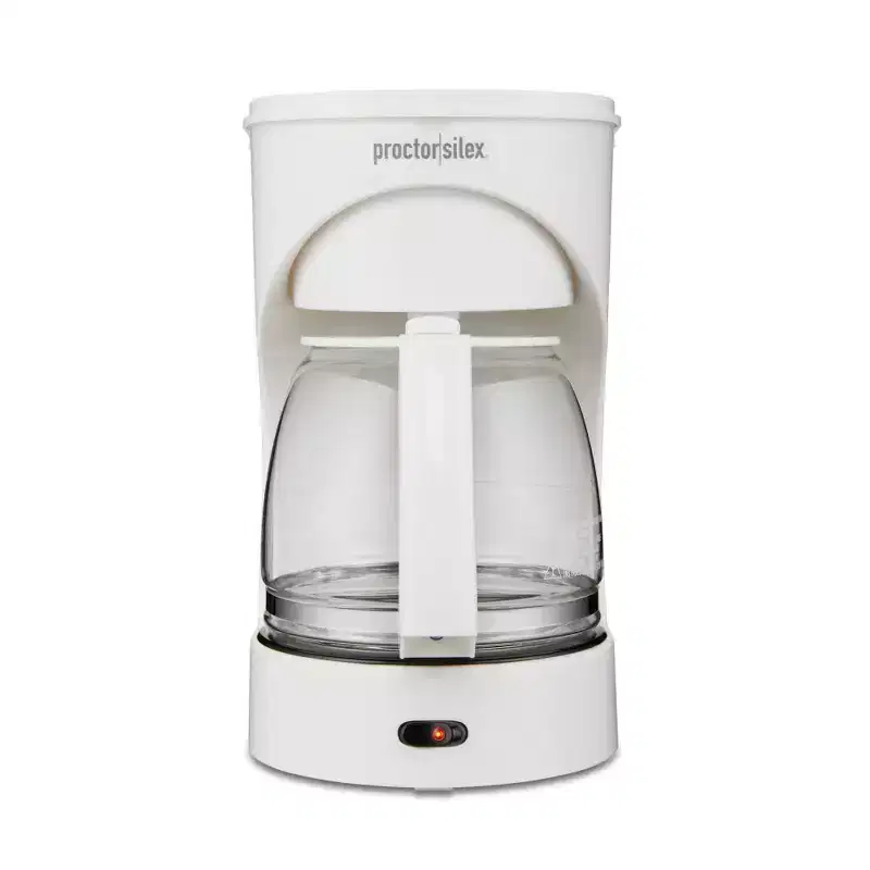 Proctor Silex 12 Cup Coffee Maker - White: Drip Coffee Machine, Electric, Dishwasher-Safe, Basket Filter, 900W, 8 oz Cups