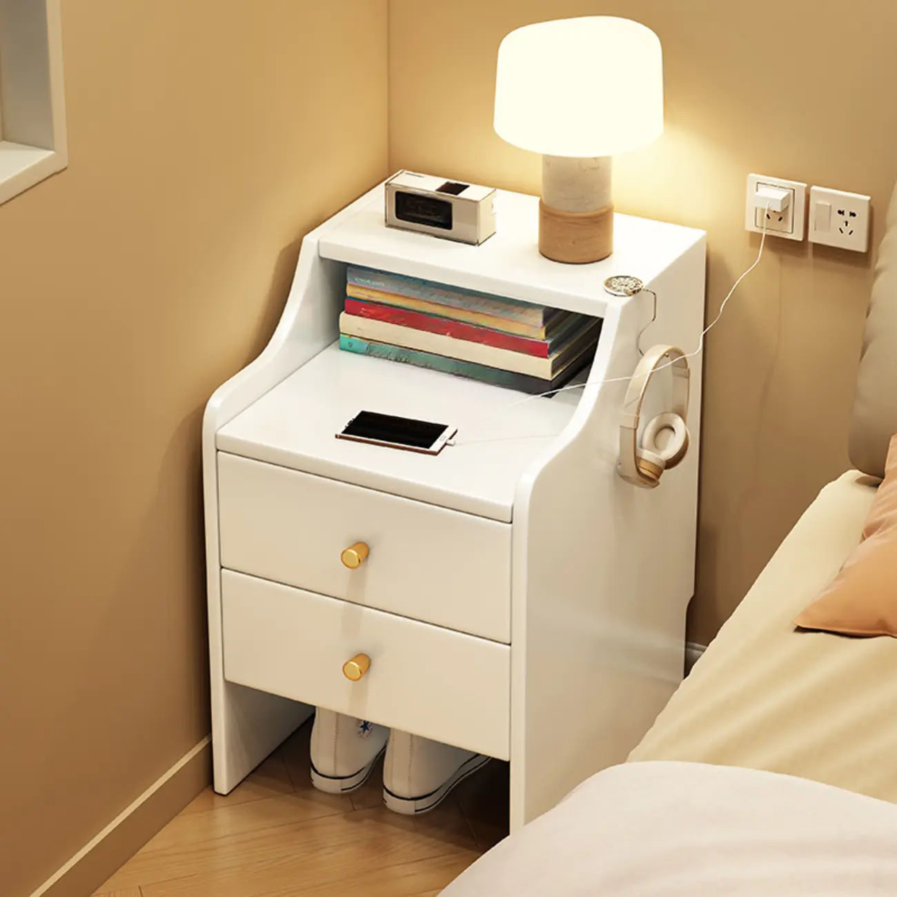 Classic Premium Wood 2 Drawers  Bedside Cabinet Nightstand