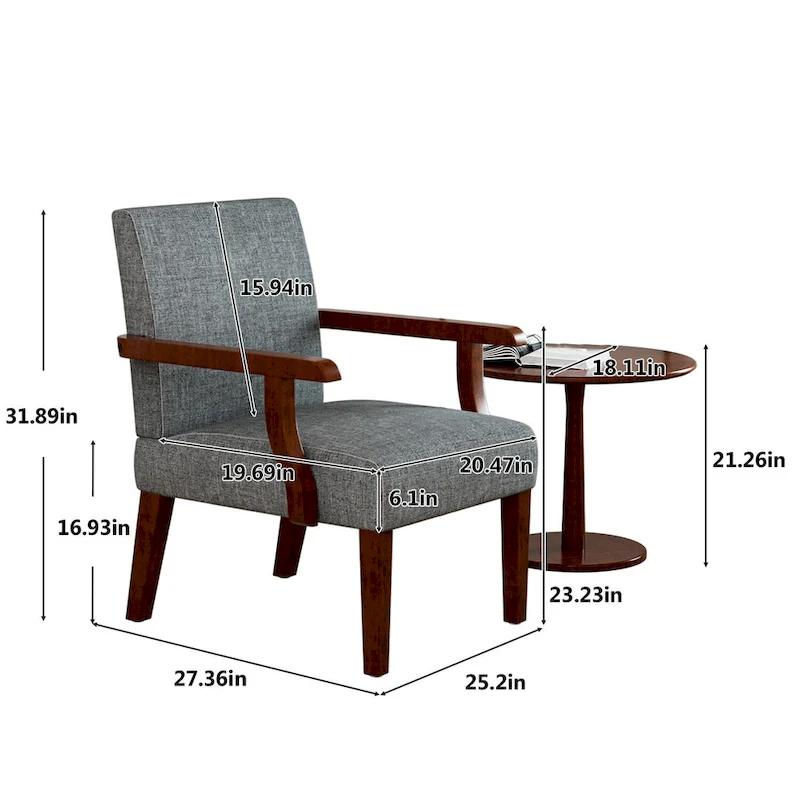 Grey 18.7 Arm Chairs with Round Table (Set of 2)