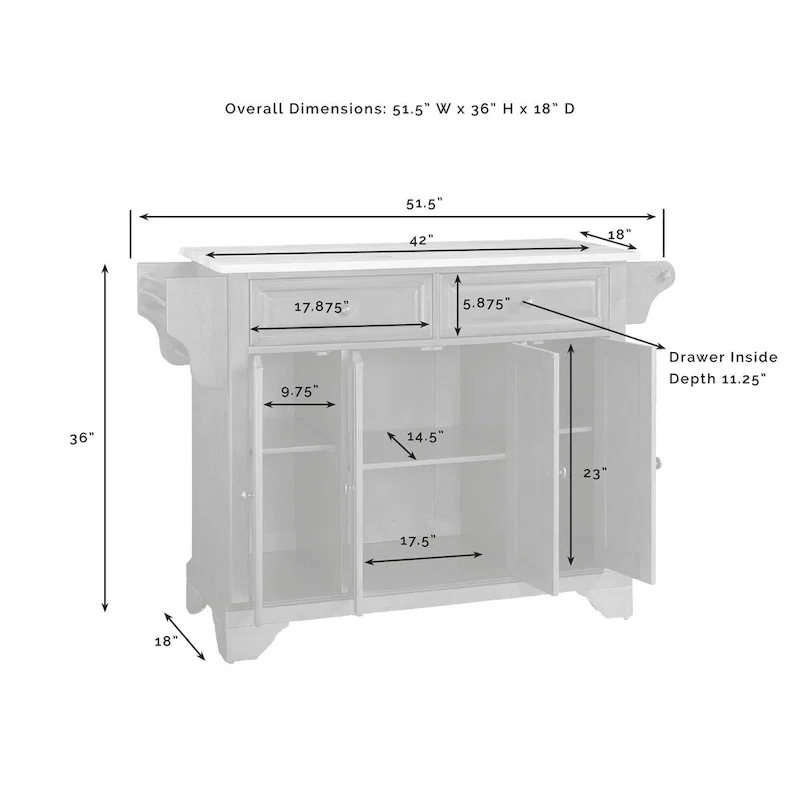 LaFayette Black Wood Kitchen Island with Natural Wood Top - 18d x 51.5w x 36h