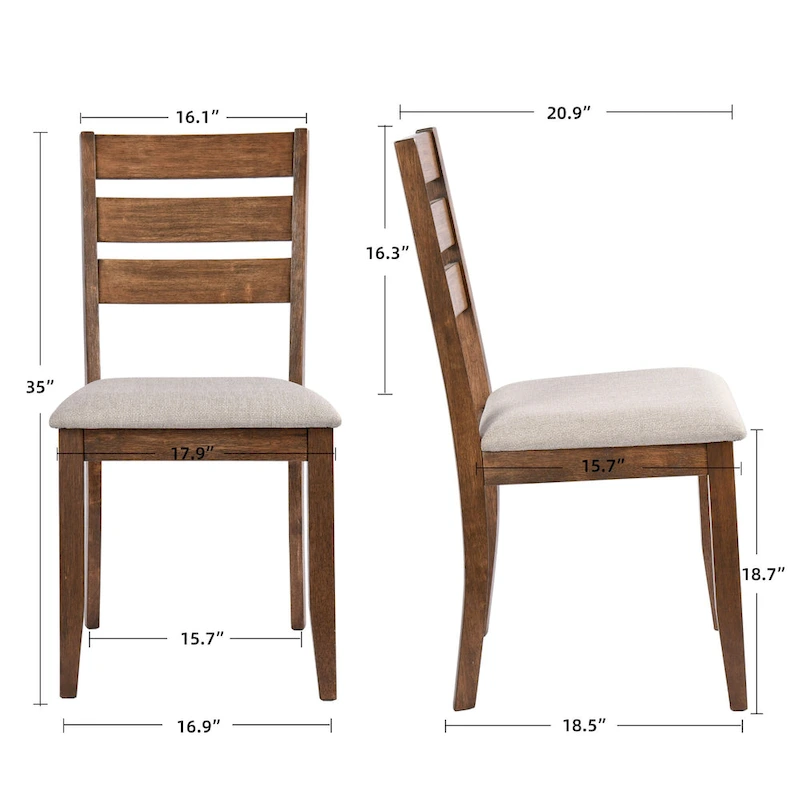 Slat Back Wood Dining Chairs Set of 4