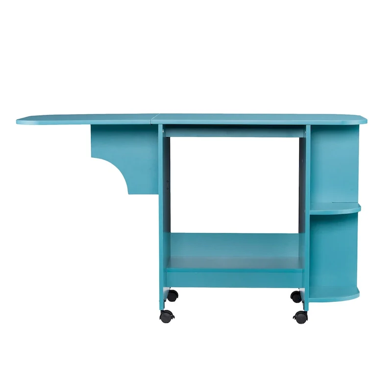SEI Furniture Eastwick Expandable Rolling Sewing Table/Craft Station - Turquoise