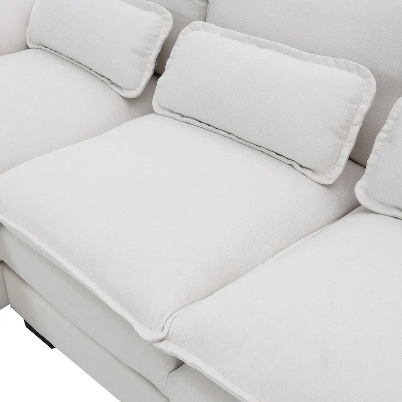 Modern Upholstered 6-Seat Modular U-Shaped Sleeper Sectional Sofa