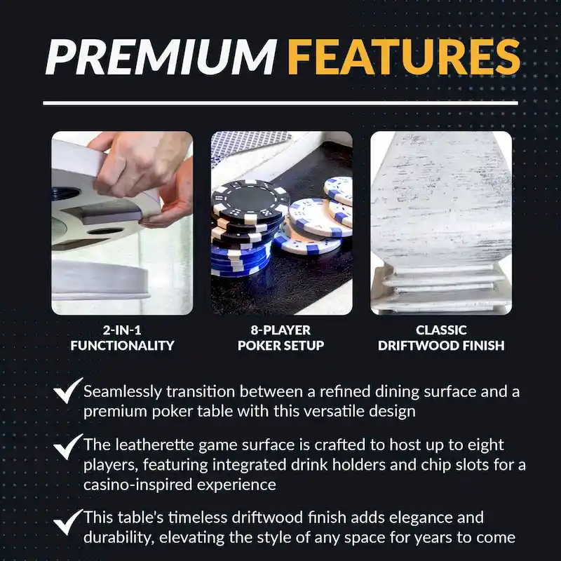 Hathaway Montecito Dining and Poker Table Set - Driftwood