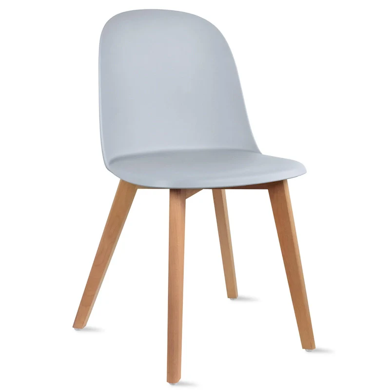 Set of 2 Plastic Dining Side Chairs with Wood Base