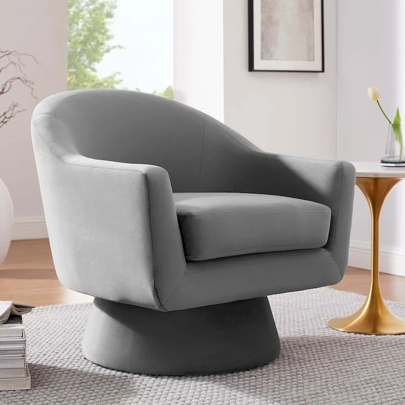 Gray / Pink / Midnight Blue Velvet Swivel Accent Chair, Single Seat