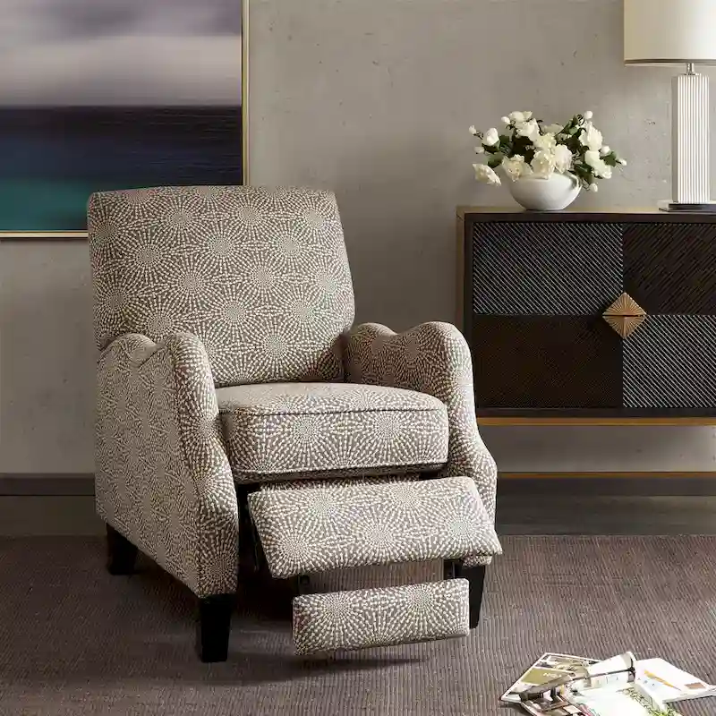 Beige Multi / Blue Multi Transitional Fabric Manual Pushback Recliner - Single Use