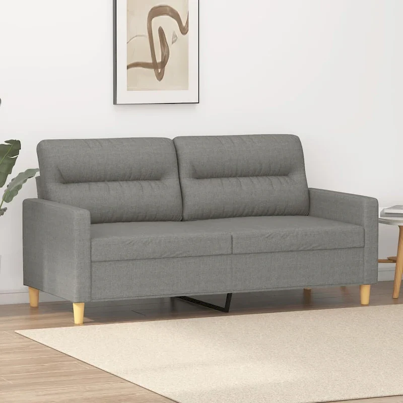 vidaXL 2-Seater Sofa Dark Gray 55.1  Fabric - 62.2  x 30.3  x 31.5